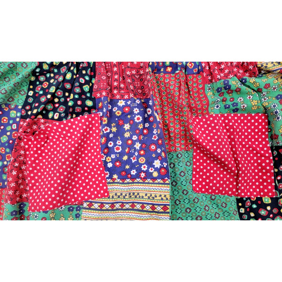 Vintage 70s Neiman Marcus Cotton Patchwork Apron Polka Dot Pockets Retro Kitchen - Picture 2 of 8